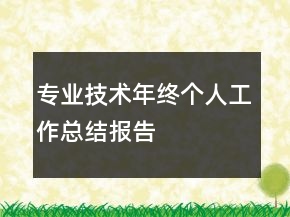 專(zhuān)業(yè)技術(shù)年終個(gè)人工作總結(jié)報(bào)告