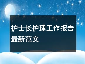 護士長護理工作報告最新范文