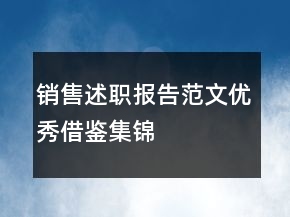 銷售述職報告范文優(yōu)秀借鑒集錦