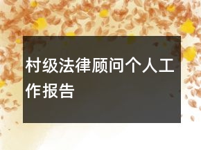 村級法律顧問個人工作報告