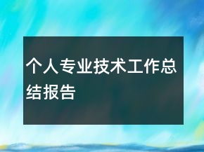 個(gè)人專業(yè)技術(shù)工作總結(jié)報(bào)告