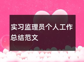 實(shí)習(xí)監(jiān)理員個(gè)人工作總結(jié)范文