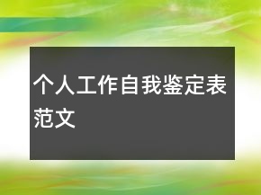 個人工作自我鑒定表范文