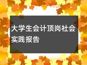 大學生會計頂崗社會實踐報告