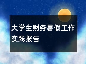 大學生財務(wù)暑假工作實踐報告