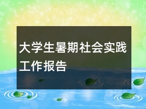 大學生暑期社會實踐工作報告