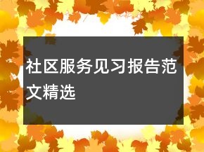 社區(qū)服務(wù)見習(xí)報(bào)告范文精選
