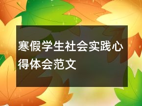 寒假學(xué)生社會(huì)實(shí)踐心得體會(huì)范文
