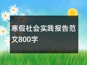 寒假社會實踐報告范文800字