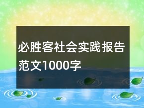 必勝客社會(huì)實(shí)踐報(bào)告范文1000字