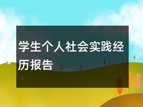 學(xué)生個(gè)人社會(huì)實(shí)踐經(jīng)歷報(bào)告
