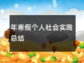 年寒假個人社會實(shí)踐總結(jié)