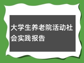 大學(xué)生養(yǎng)老院活動社會實踐報告