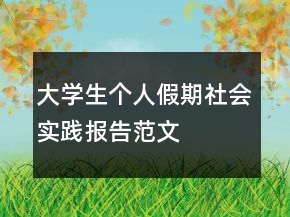 大學(xué)生個(gè)人假期社會實(shí)踐報(bào)告范文
