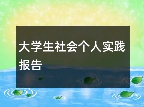 大學(xué)生社會(huì)個(gè)人實(shí)踐報(bào)告