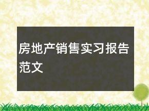 房地產(chǎn)銷售實習(xí)報告范文