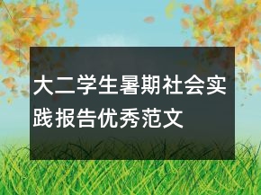 大二學(xué)生暑期社會實踐報告優(yōu)秀范文