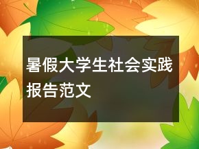 暑假大學生社會實踐報告范文