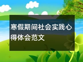 寒假期間社會實踐心得體會范文