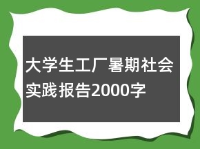 大學生工廠暑期社會實踐報告2000字