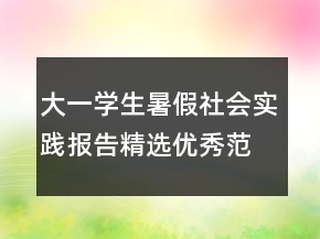 大一學(xué)生暑假社會(huì)實(shí)踐報(bào)告精選優(yōu)秀范文