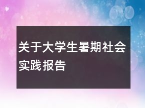 關(guān)于大學(xué)生暑期社會實踐報告