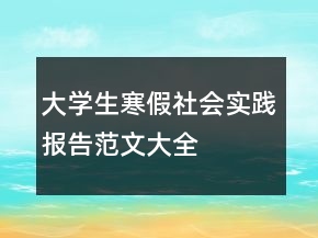 大學(xué)生寒假社會實踐報告范文大全