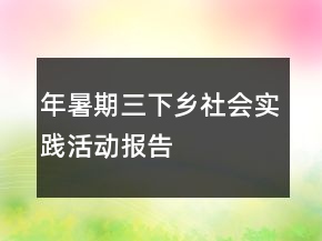 年暑期“三下鄉(xiāng)”社會(huì)實(shí)踐活動(dòng)報(bào)告