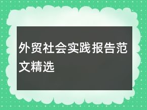 外貿(mào)社會(huì)實(shí)踐報(bào)告范文精選