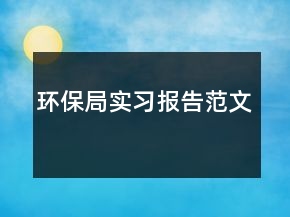 環(huán)保局實習報告范文
