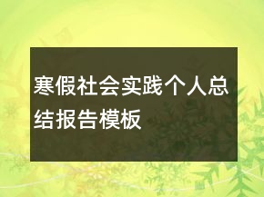 寒假社會(huì)實(shí)踐個(gè)人總結(jié)報(bào)告模板