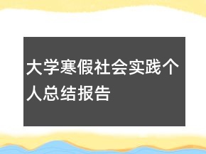 大學(xué)寒假社會(huì)實(shí)踐個(gè)人總結(jié)報(bào)告