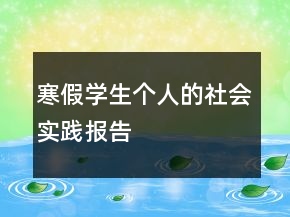 寒假學(xué)生個人的社會實(shí)踐報(bào)告