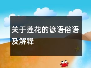 關(guān)于蓮花的諺語(yǔ)俗語(yǔ)及解釋