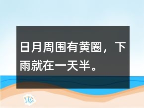 日、月周圍有黃圈，下雨就在一天半。