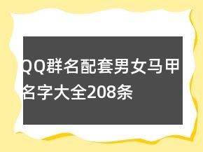 QQ群名配套男女馬甲名字大全208條
