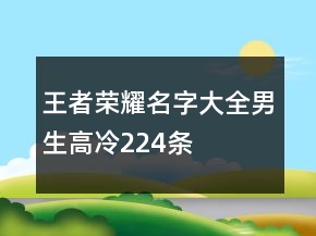 王者榮耀名字大全男生高冷224條