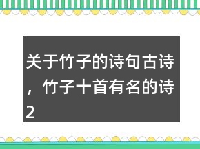 關(guān)于竹子的詩句古詩，竹子十首有名的詩220條