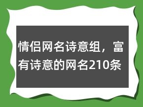 情侶網(wǎng)名詩意組，富有詩意的網(wǎng)名210條