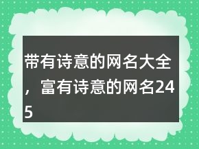 帶有詩意的網(wǎng)名大全，富有詩意的網(wǎng)名245條