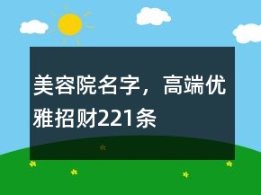 美容院名字，高端優(yōu)雅招財(cái)221條