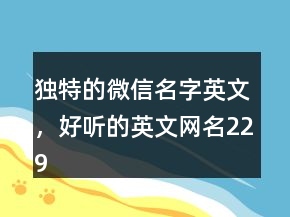 獨(dú)特的微信名字英文，好聽的英文網(wǎng)名229條