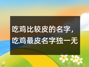 吃雞比較皮的名字，吃雞最皮名字獨一無二231條
