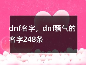 dnf名字，dnf騷氣的名字248條