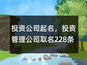 投資公司起名，投資管理公司取名228條