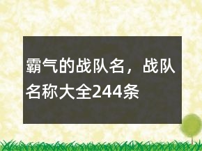 霸氣的戰(zhàn)隊(duì)名，戰(zhàn)隊(duì)名稱大全244條