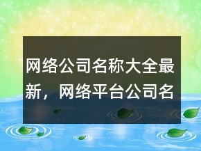 網(wǎng)絡(luò)公司名稱大全最新，網(wǎng)絡(luò)平臺(tái)公司名字大全250條