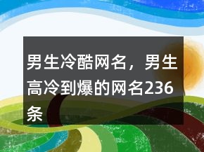 男生冷酷網(wǎng)名，男生高冷到爆的網(wǎng)名236條