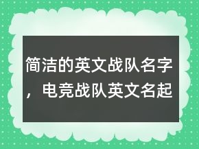 簡潔的英文戰(zhàn)隊名字，電競戰(zhàn)隊英文名起名218條