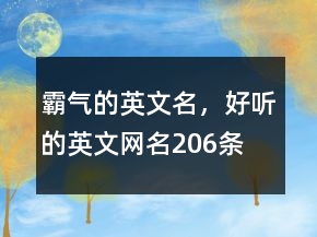 霸氣的英文名，好聽(tīng)的英文網(wǎng)名206條